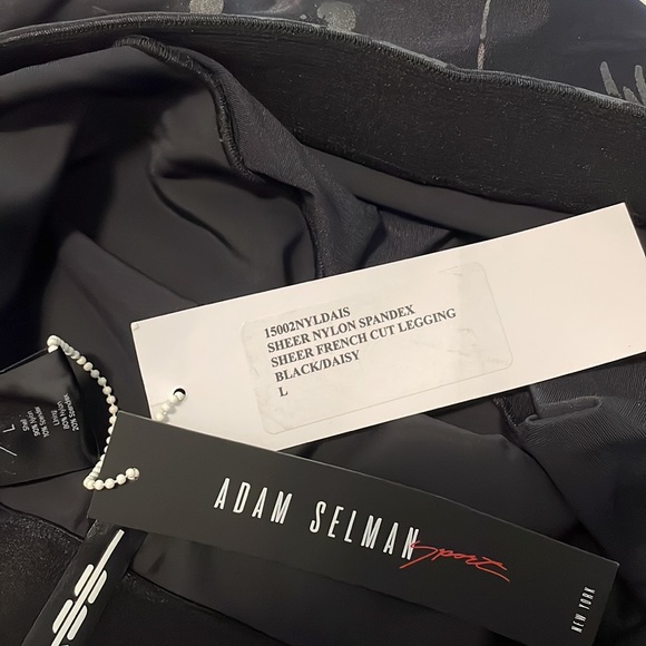 NWOT Adam Selman Sport Black French Cut Sheer Daisy Print Leggings - Picture 11 of 11